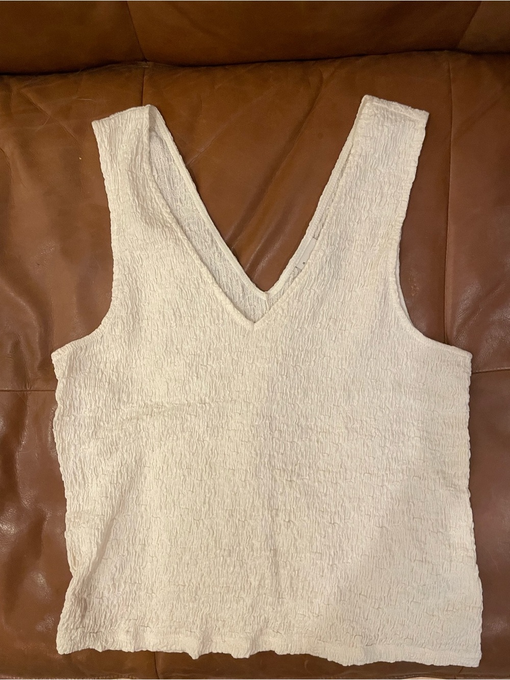 a new day Cream Textured V-Neck Tank Top